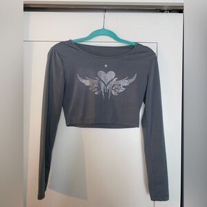 cropped sequin heart top